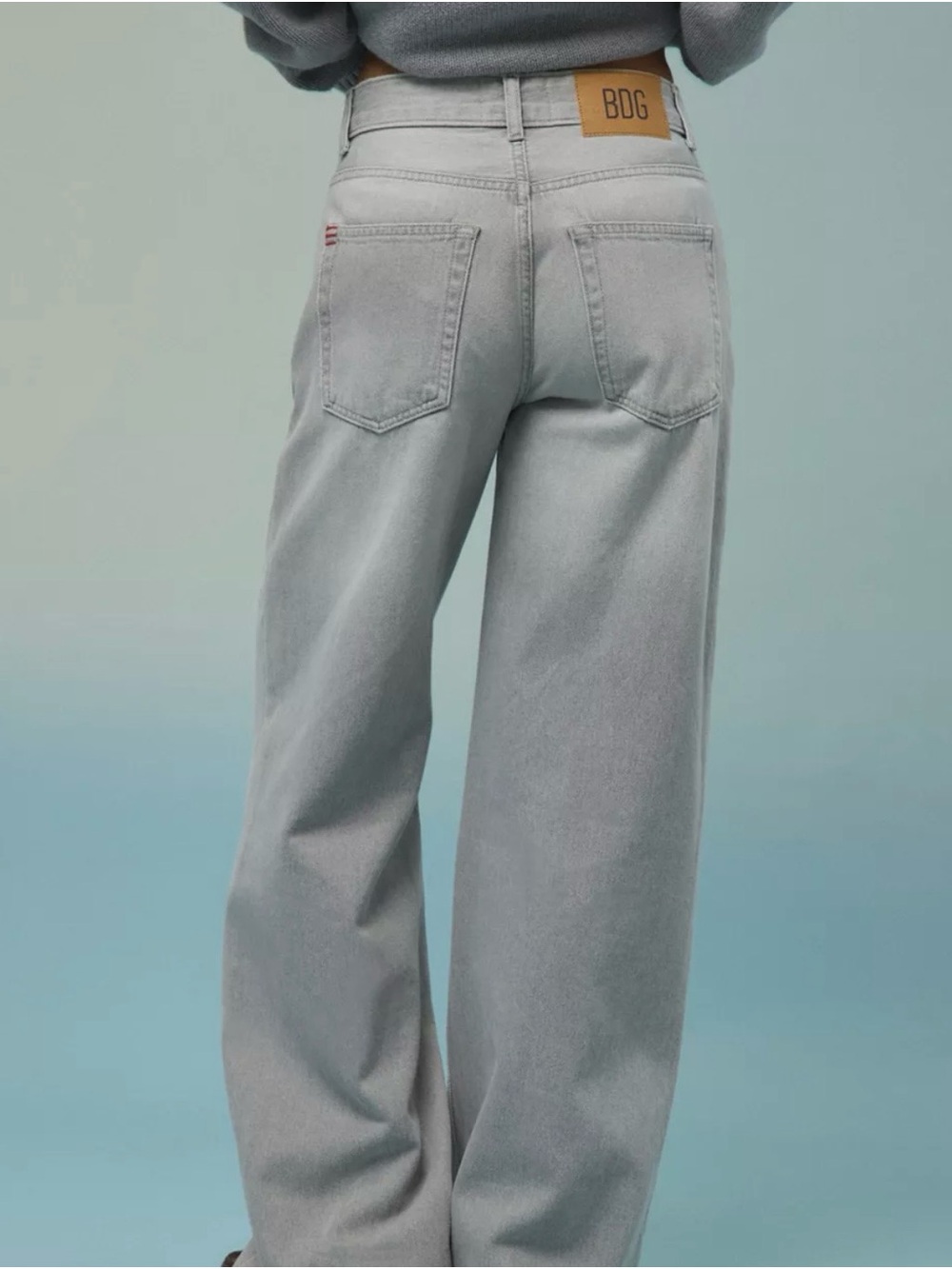 BDG Pale Gray High-Rise Wide Leg Jeans